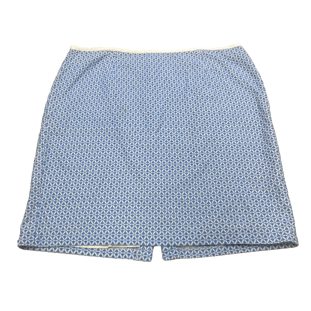 Talbots Womens 22W Navy Blue Geometric Stretch Cotton Pencil Skirt Cottage